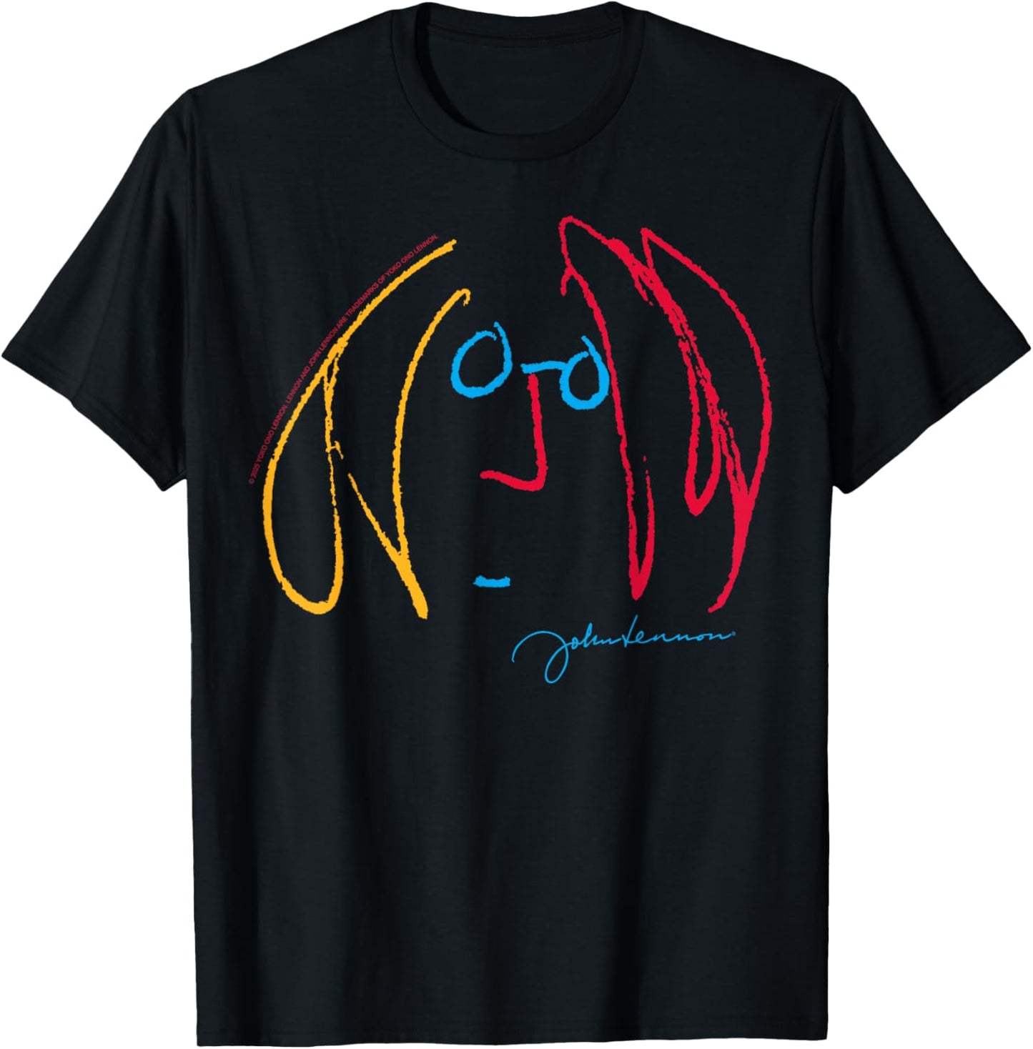Colourful Line Art Design by John Lennon T-Shirt - T-Shirt | Black