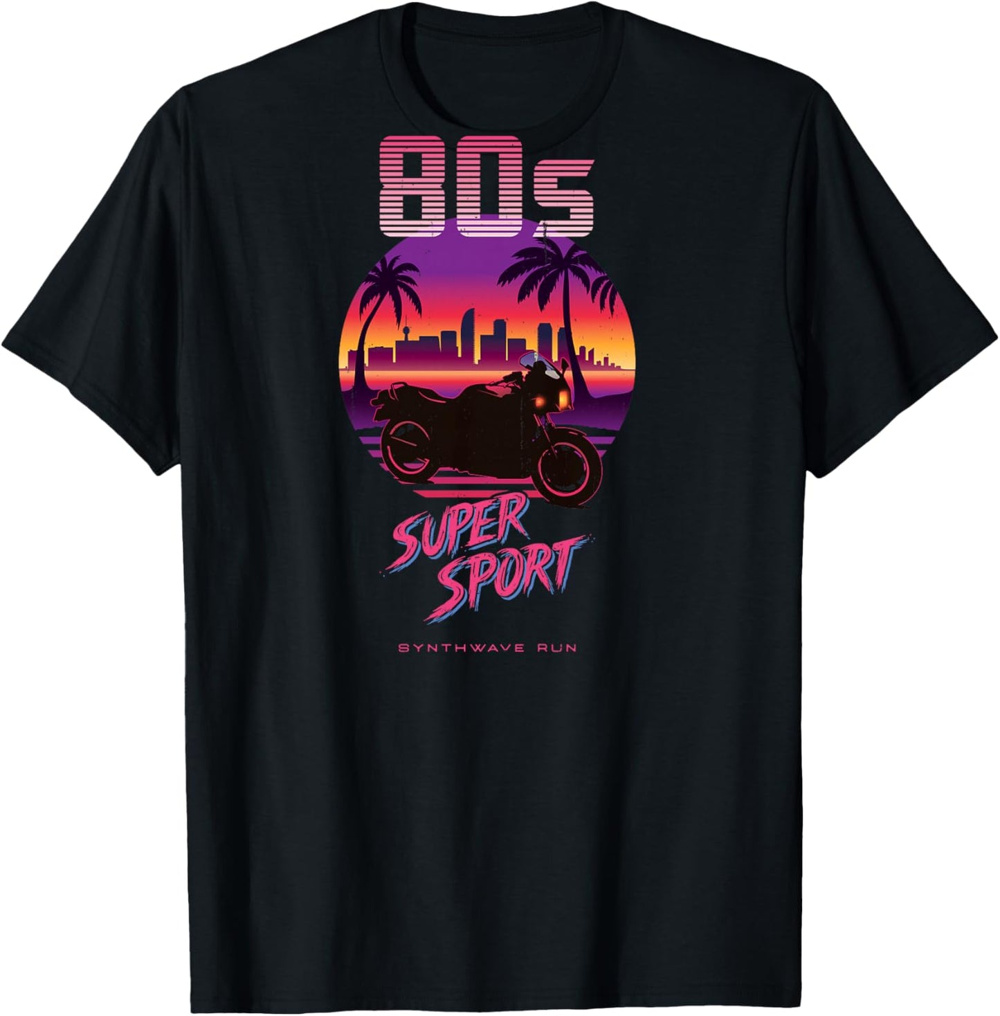 Moto Supersport Années 80 Synthwave Retro Sportbike Rider Haut de Gamme T-Shirt - T-Shirt | Black