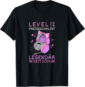 12th Birthday Girl Gamer Girl 2014 Birthday Level 12 T-Shirt - T-Shirt | Black