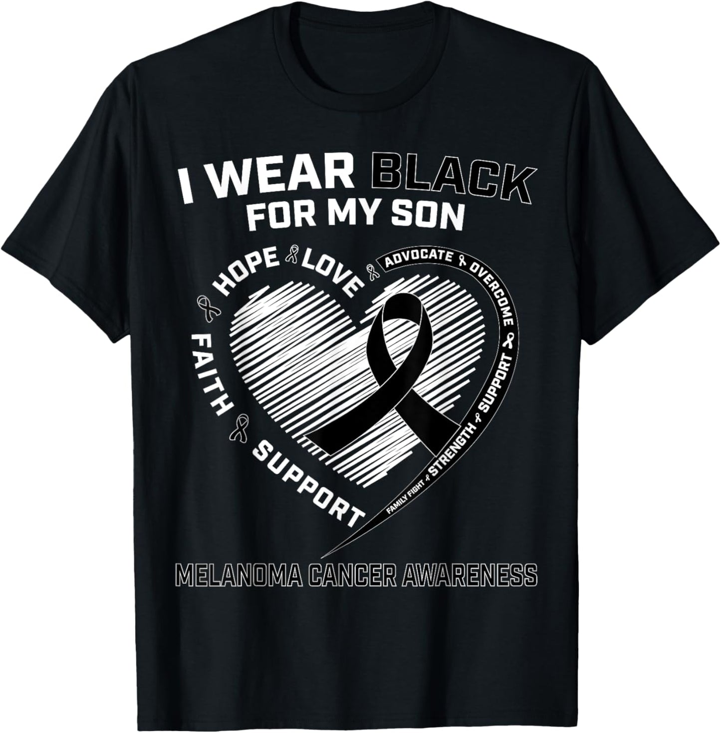 I Wear Black For My Son Melanoma Cancer Awareness Products T-Shirt - T-Shirt | Black
