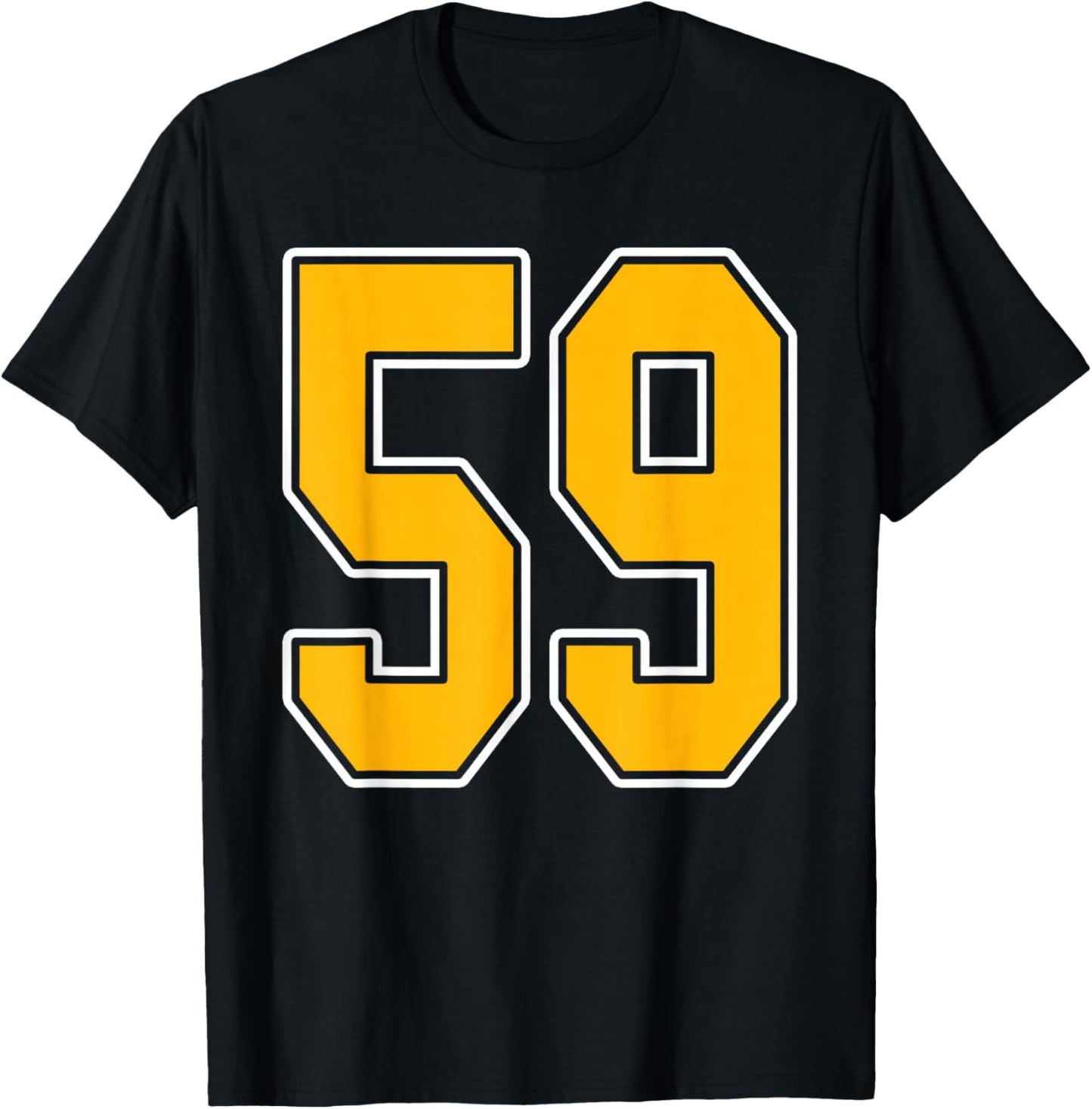 Gold and White Sports Number 59 Jersey Uniform Player T-Shirt - T-Shirt | Black