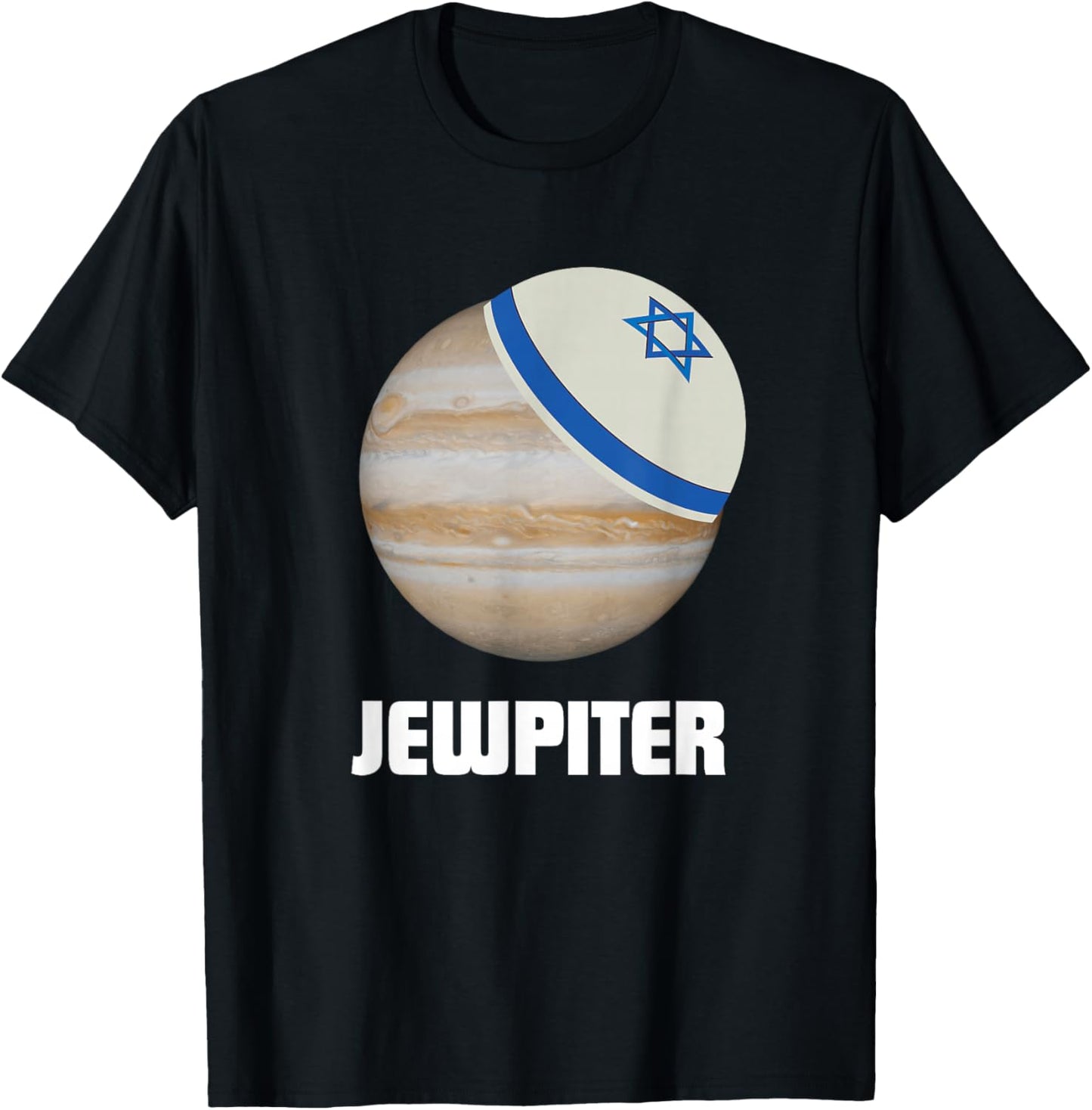 Jewpiter Funny Jupiter Joke Jewish Humor Pun Kippah T-Shirt - T-Shirt | Black