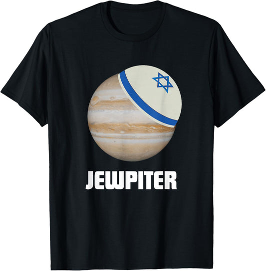 Jewpiter Funny Jupiter Joke Jewish Humor Pun Kippah T-Shirt - T-Shirt | Black