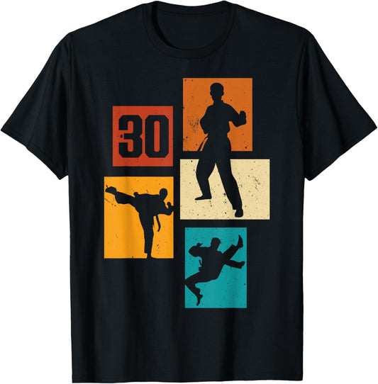 30th Birthday Karate Taekwondo 30 Years Old Man Martial Arts T-Shirt - T-Shirt | Black