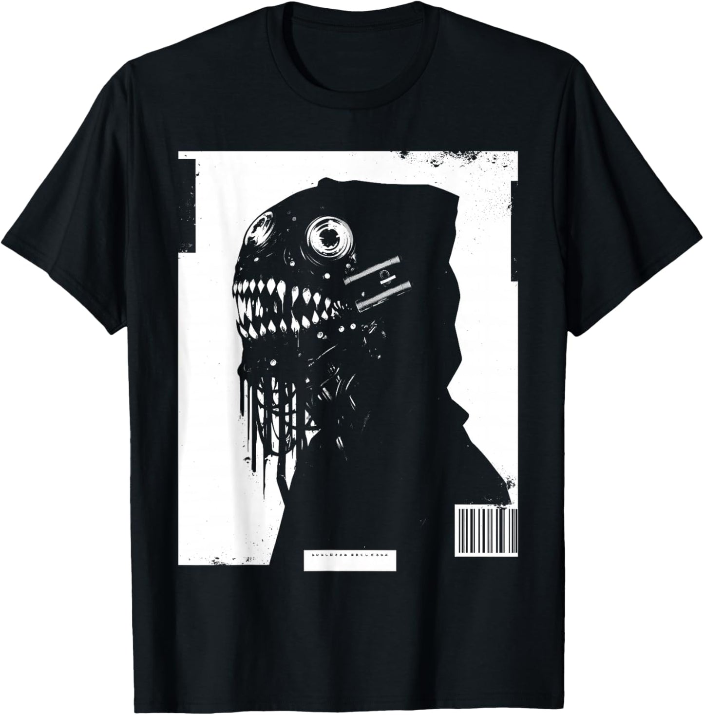 Horror Techwear Ghoul Futuristic Grunge Cybergoth Gothic T-Shirt - T-Shirt | Black