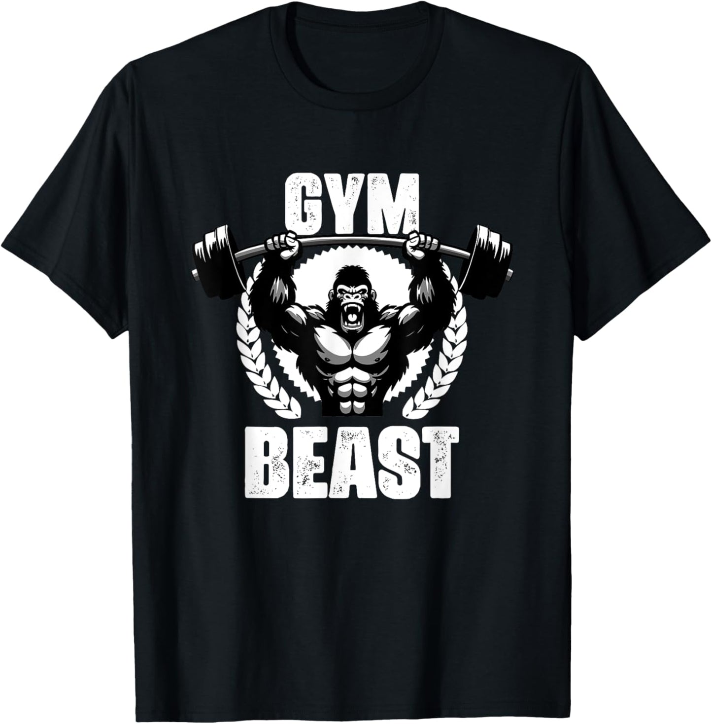 Gym Beast Gorilla Weightlift Workouts Gym Quotes Gym Fitness T-Shirt - T-Shirt | Black