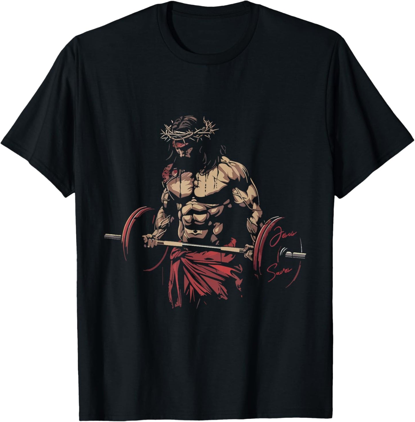 Jesus The Ultimate Deadlifter Christian Gym Workout Jesus T-Shirt - T-Shirt | Black