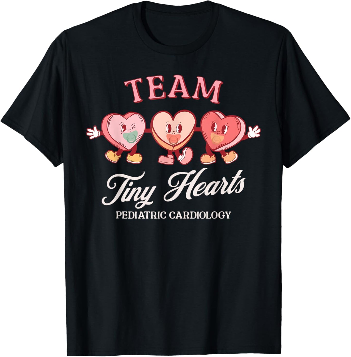 Team Tiny Heart Pediatric Cardiology Candy Heart Valentines T-Shirt - T-Shirt | Black