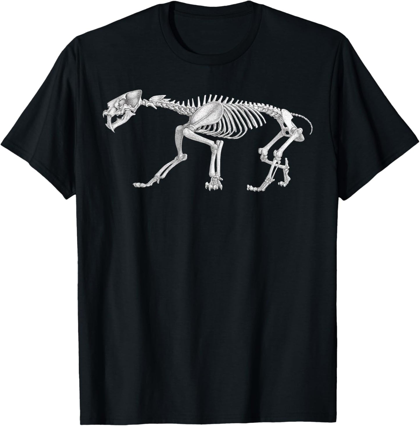 Smilodon fatalis Fossil Paleoart Paleontology Science T-Shirt - T-Shirt | Black