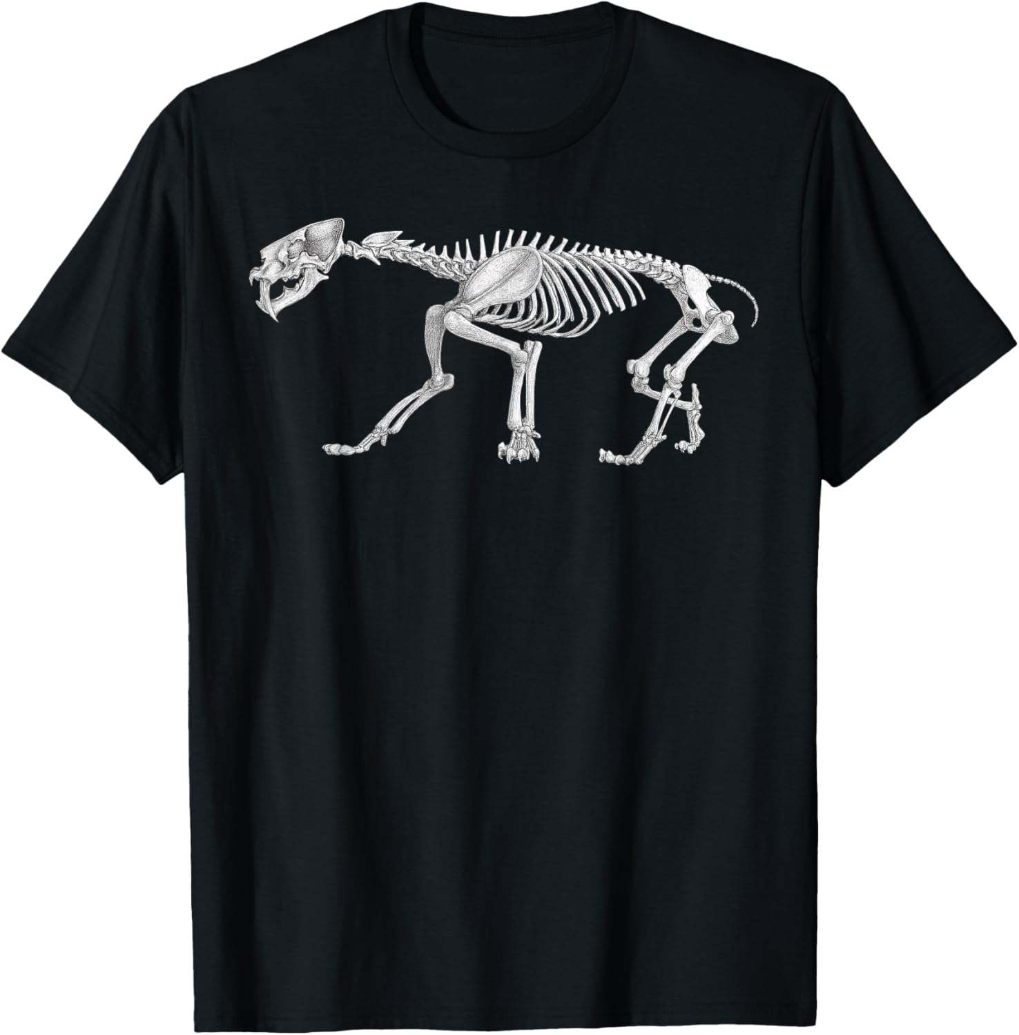 Smilodon fatalis Fossil Paleoart Paleontology Science T-Shirt - T-Shirt | Black