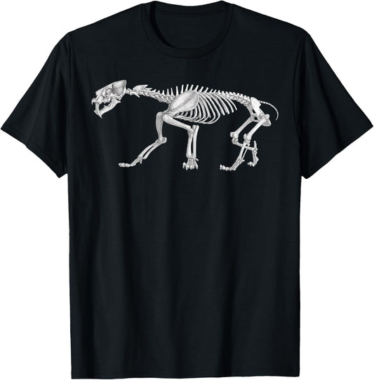 Smilodon fatalis Fossil Paleoart Paleontology Science T-Shirt - T-Shirt | Black