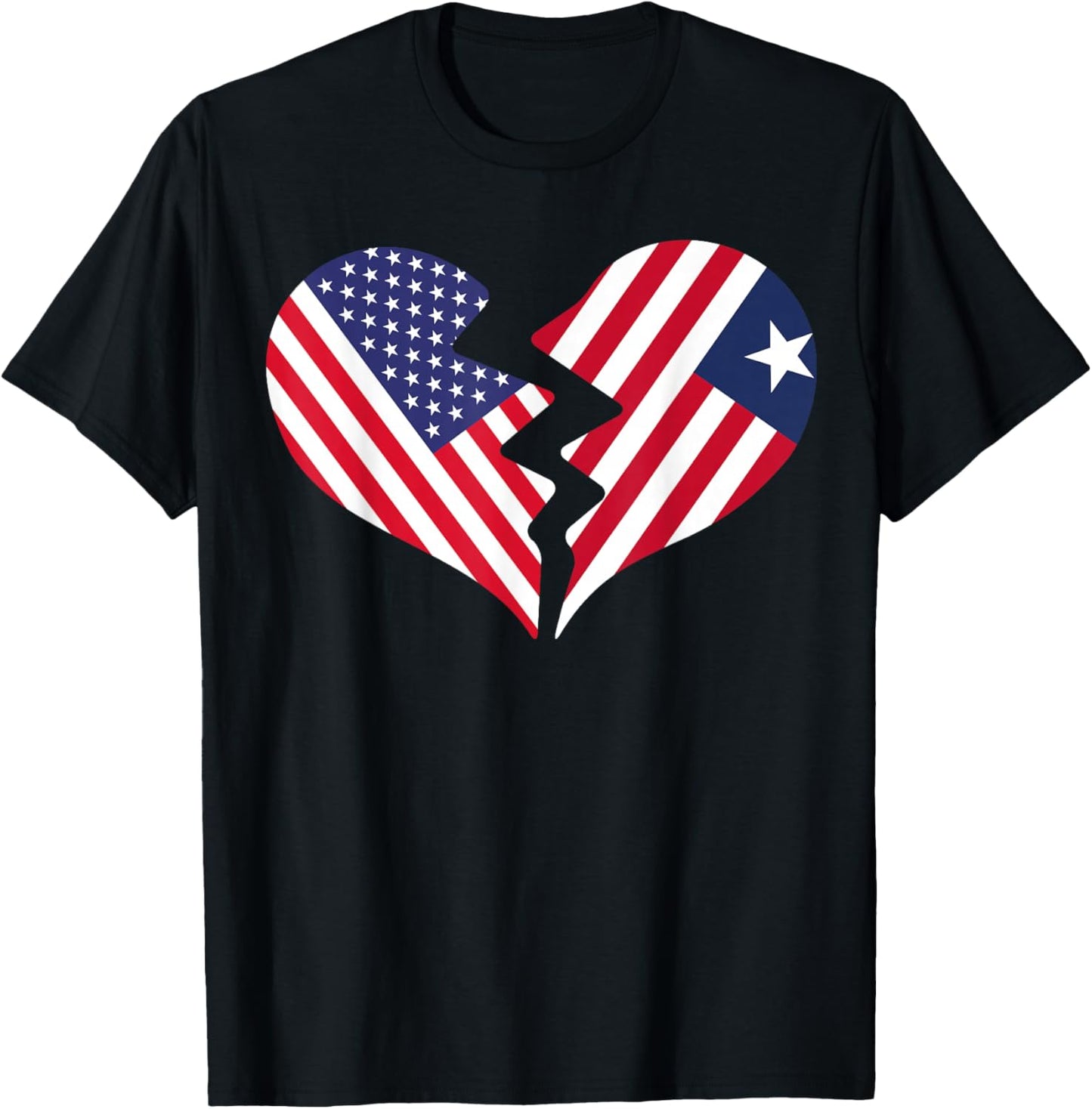 USA and Liberia Broken Heart International Love T-Shirt - T-Shirt | Black