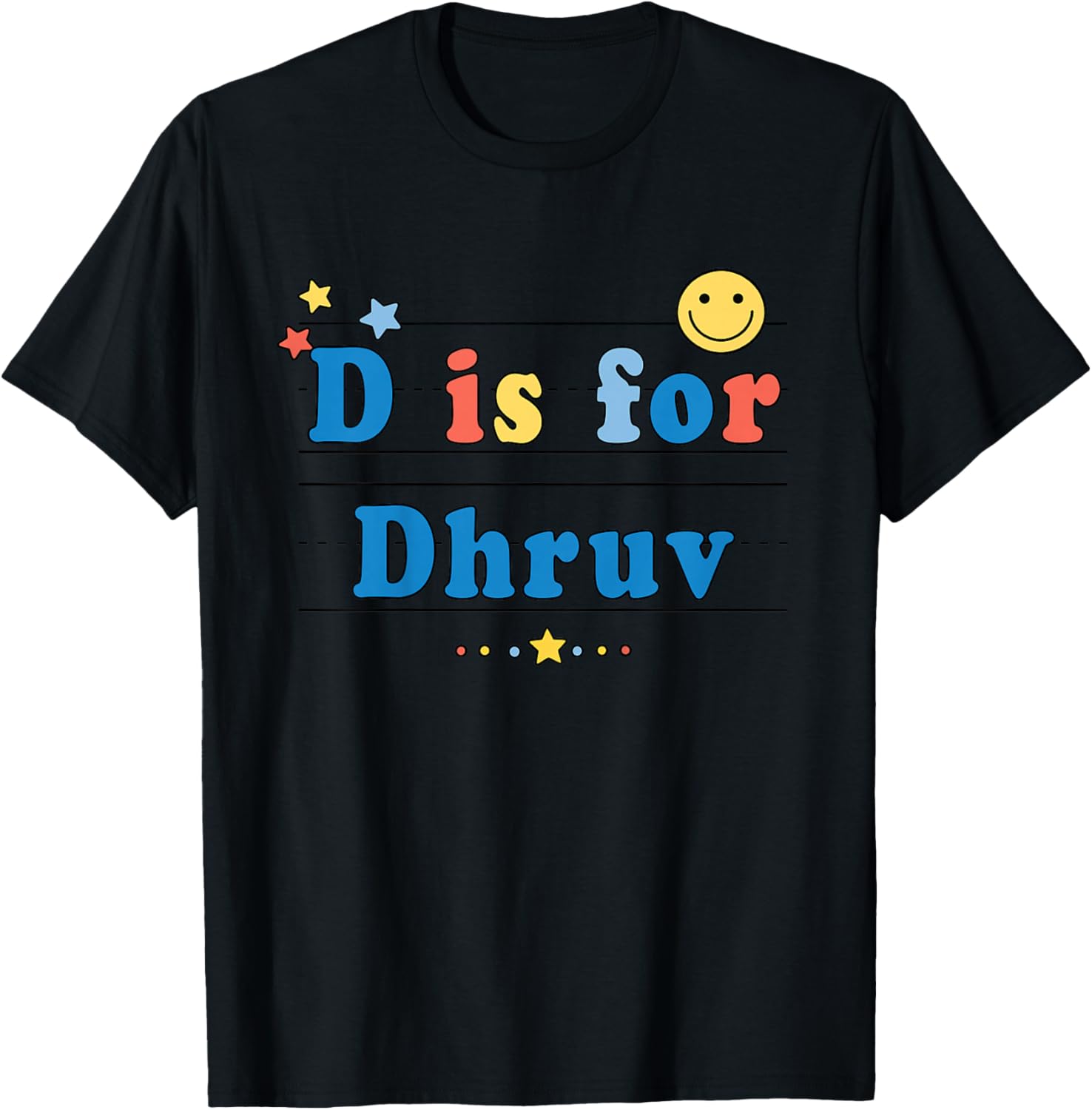 Kids Dhruv Name Shirt Alphabet D is for Dhruv T-Shirt - T-Shirt | Black