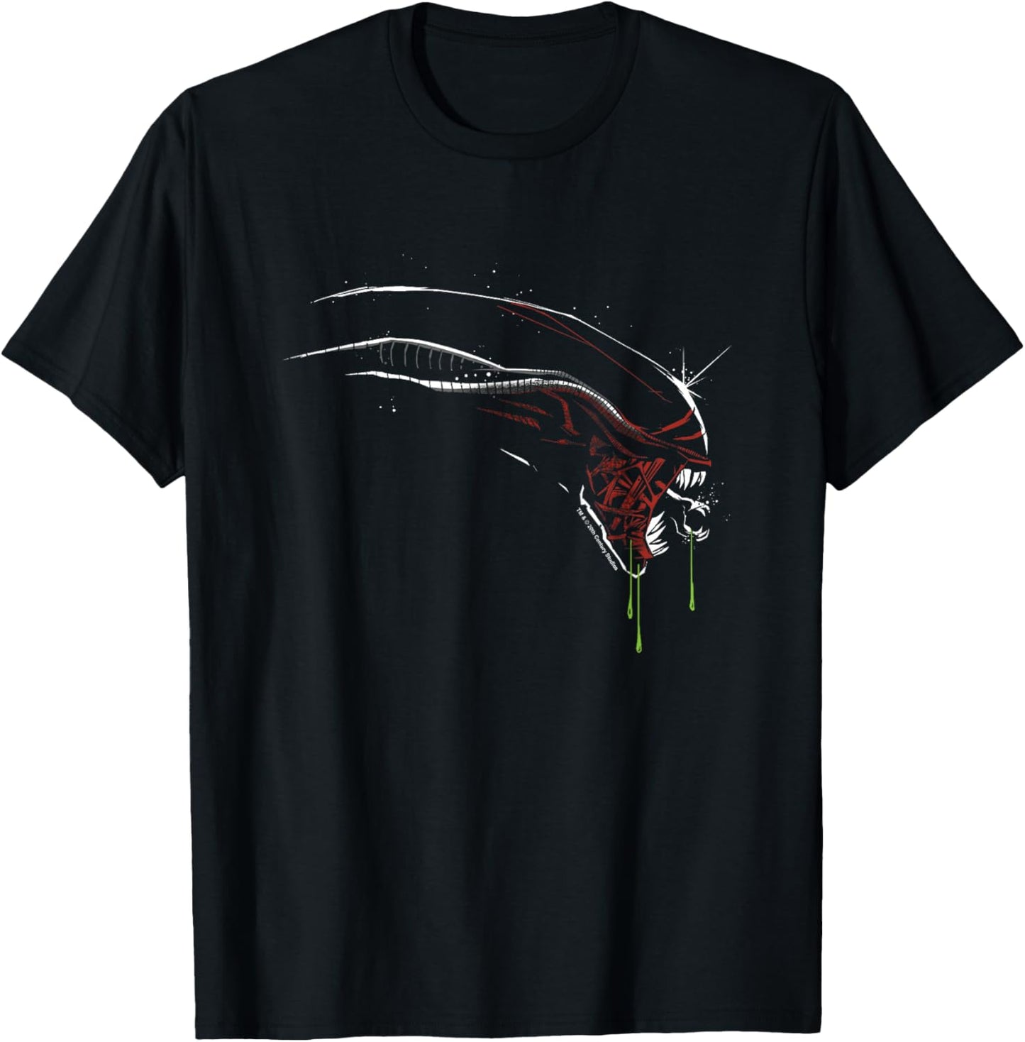 Alien: Romulus Xenomorph Distressed Red Glow Profile T-Shirt - T-Shirt | Black