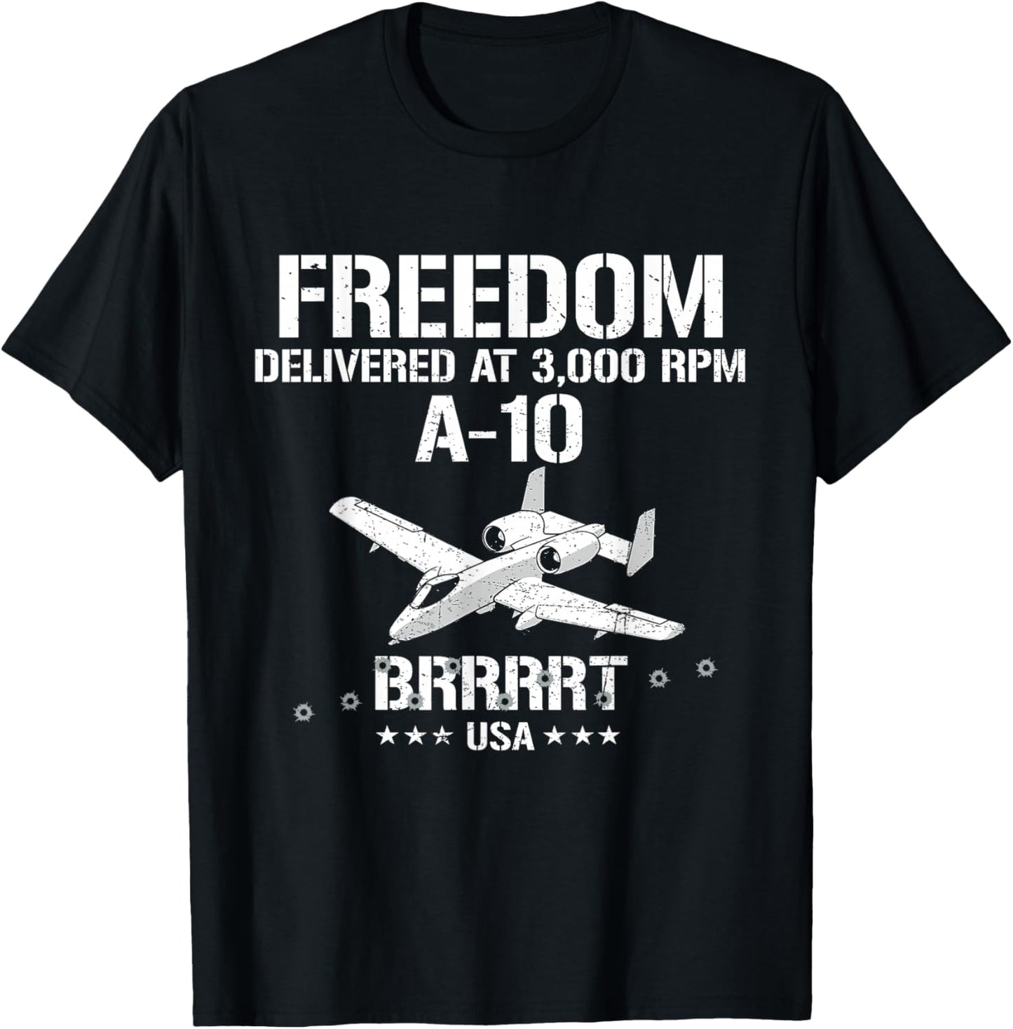 Freedom Delivered at A-10 Thunderbolt Warthog Military T-Shirt - T-Shirt | Black