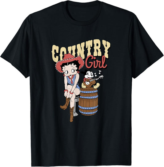 Betty Boop Sassy Country Girl Vintage Betty T-Shirt - T-Shirt | Black