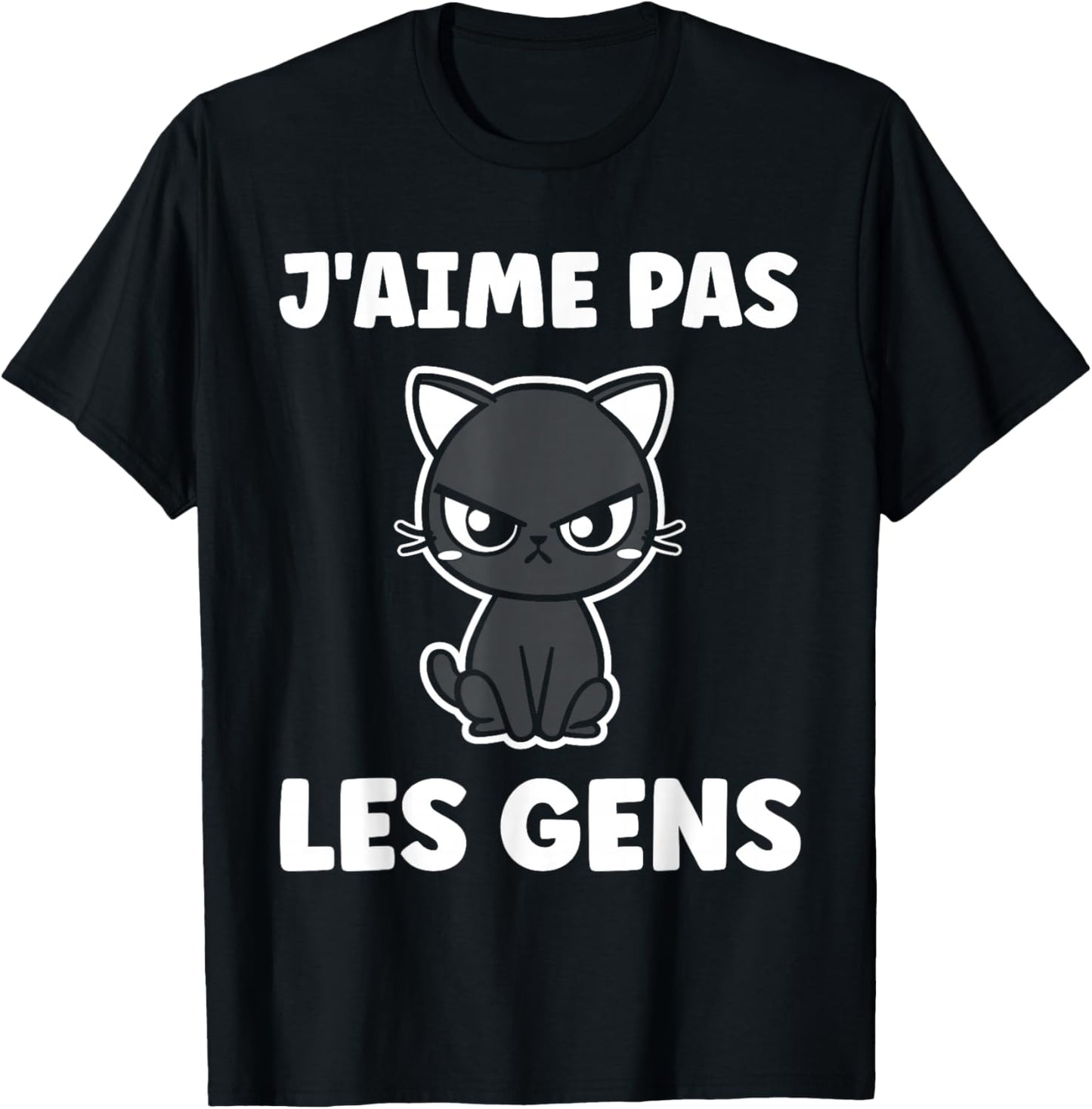 Funny Simple Cat Cute Grunt Funny I Love Not People T-Shirt - T-Shirt | Black