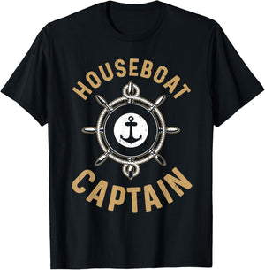 Cool Houseboat Captain Design Women Houseboat Lover T-Shirt - T-Shirt | Black