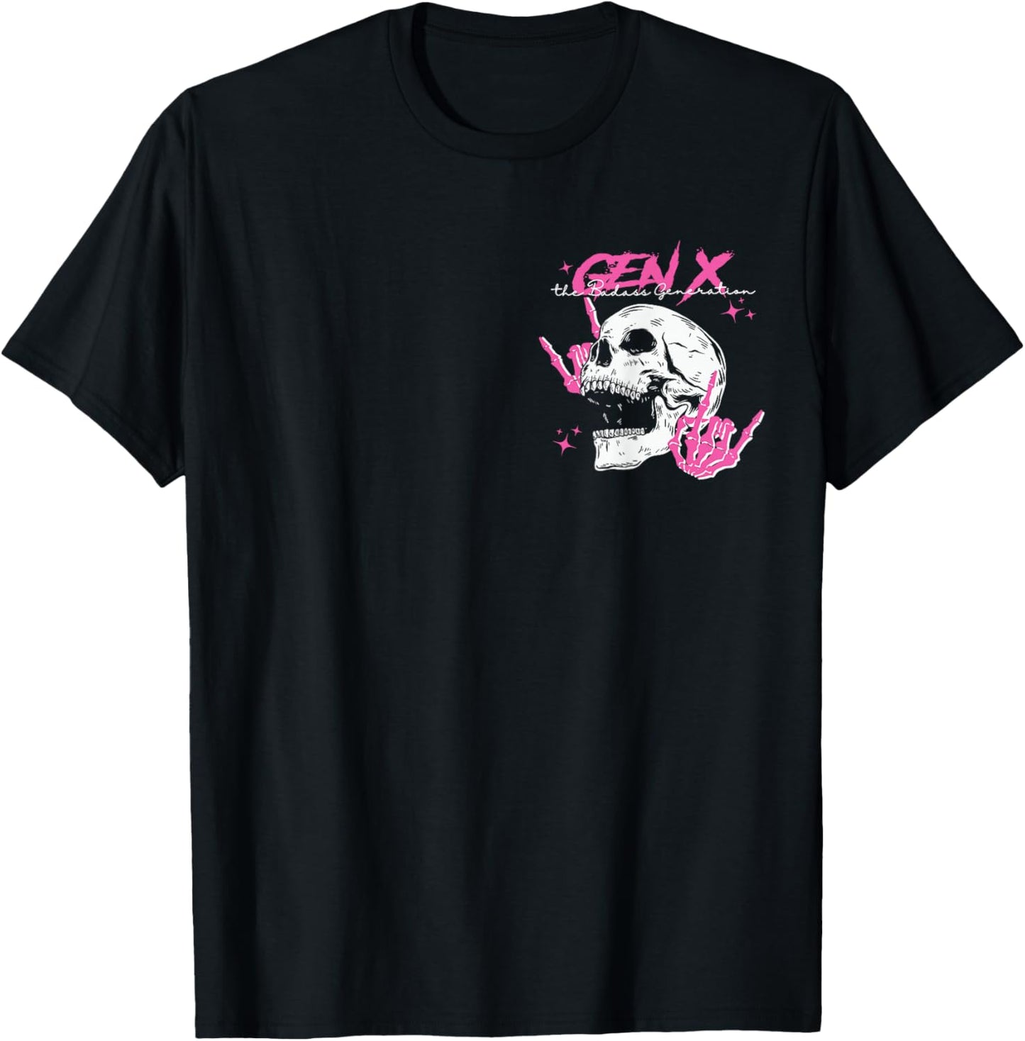 Retro Gen X The Badass-Generation Skeleton Xennial 2 Sided T-Shirt - T-Shirt | Black