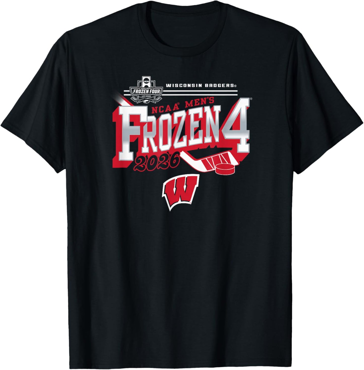 Wisconsin Badgers Frozen Four 2026 Men's Hockey Black T-Shirt - T-Shirt | Black