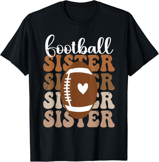 Football Sister Vintage Sport Lover Sister Mothers Day T-Shirt - T-Shirt | Black