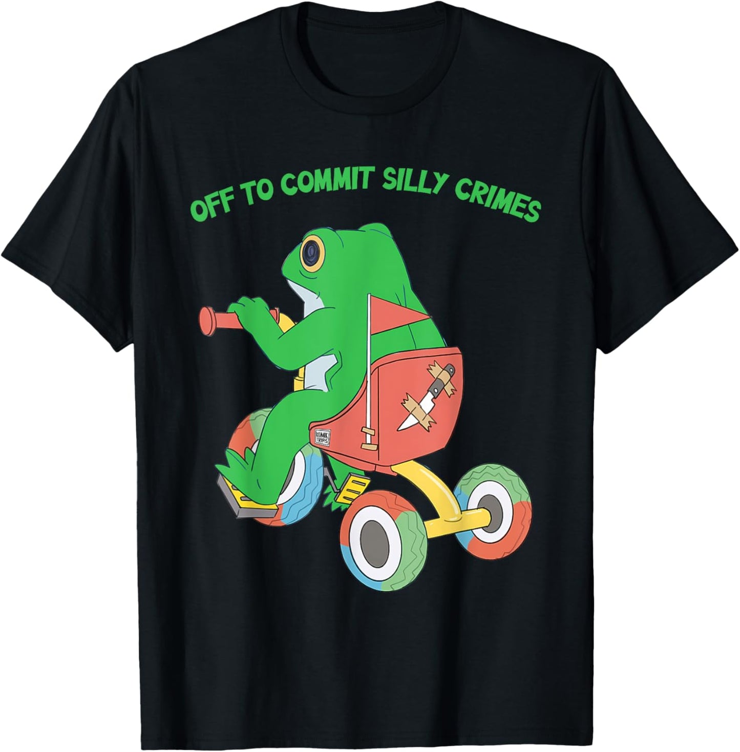 Off To Commit Silly Crimes Funny Frog T-Shirt - T-Shirt | Black