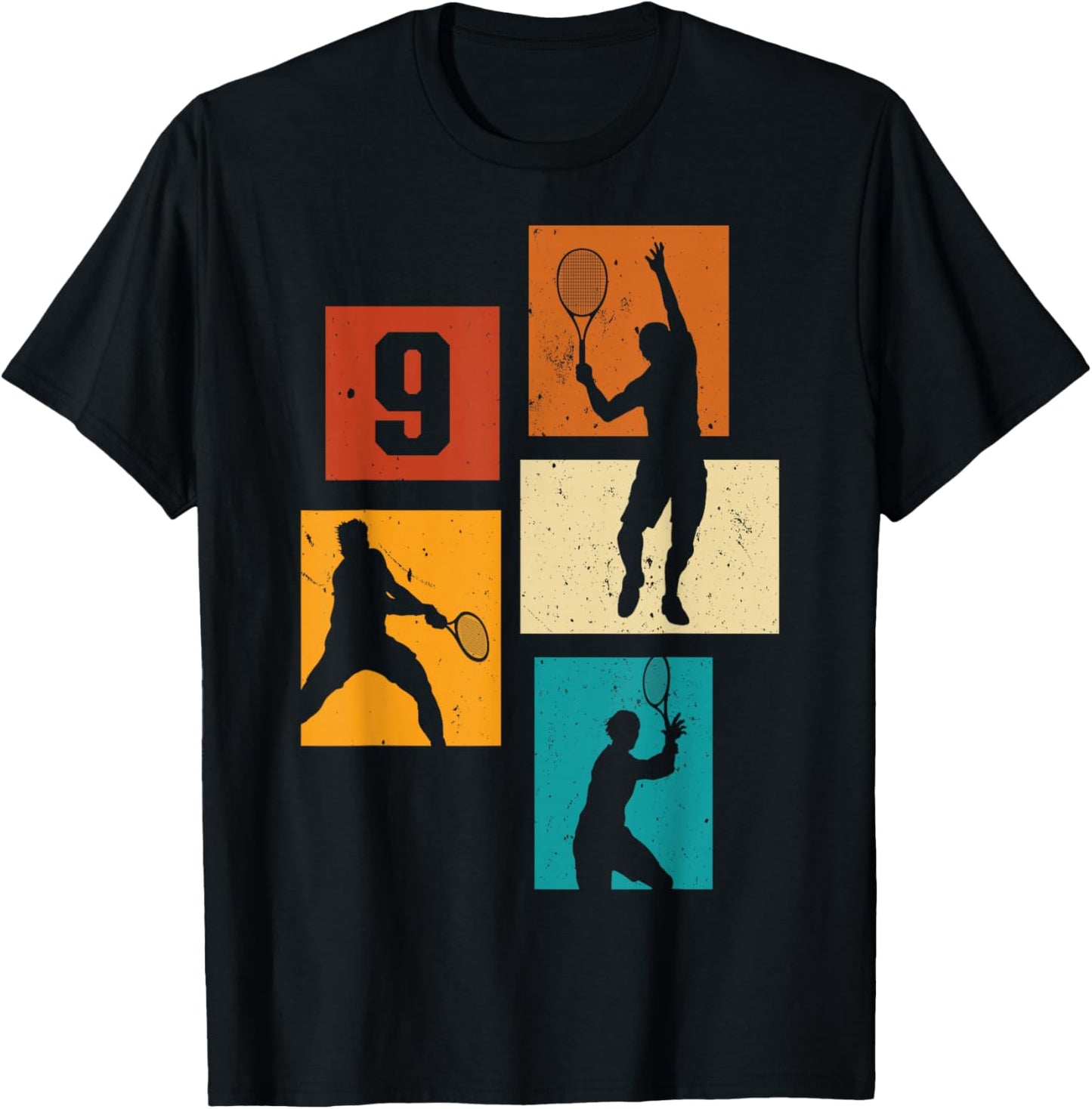 9th Birthday Boys Tennis Player Tennis 9 Years Old T-Shirt - T-Shirt | Black