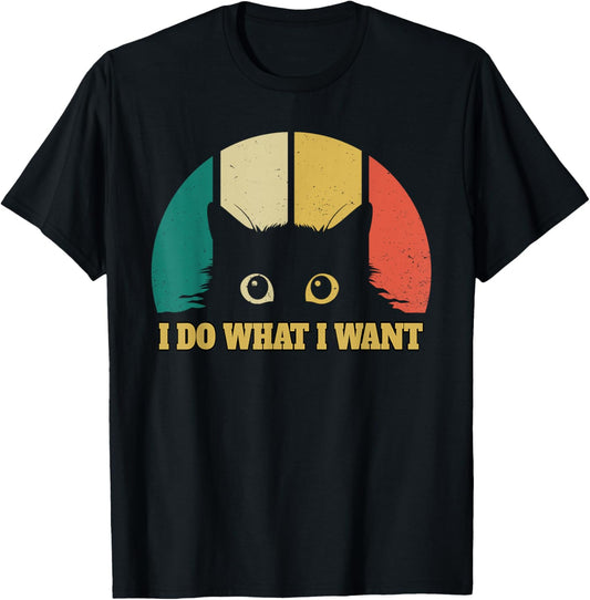 Do What I Want Vintage Black Cat Funny retro vintage Cat T-Shirt - T-Shirt | Black
