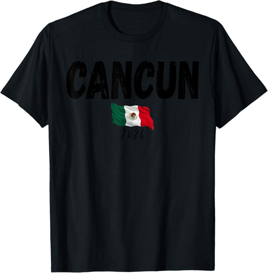 Cancun Souvenir 2026 Vacation Trip Mexico Travel Flag Group T-Shirt - T-Shirt | Black