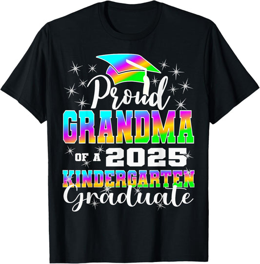 Proud Grandma of Kindergarten Graduate 2025 Graduation T-Shirt - T-Shirt | Black