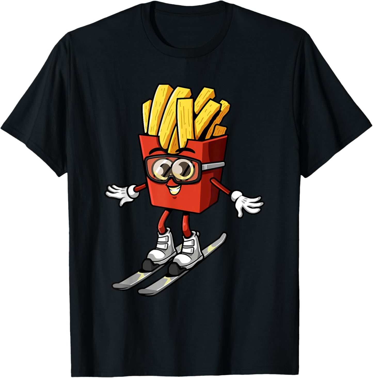 Funny French Fry Ski Potato Fries Skiing Instructor Outfit T-Shirt - T-Shirt | Black