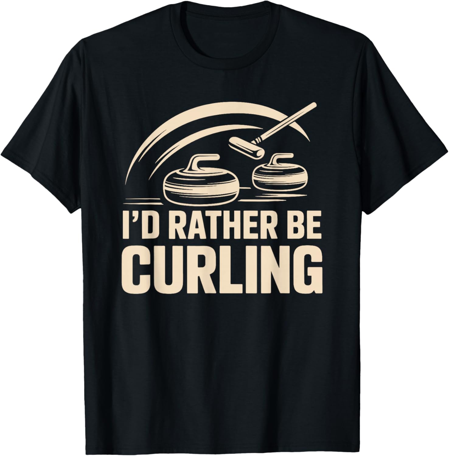 I'd Rather Be Curling, Curler Stone and Winter Sports Team T-Shirt - T-Shirt | Black