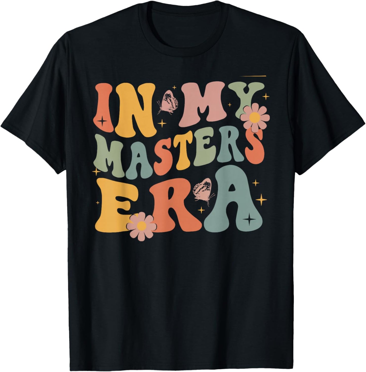 Retro Groovy In My Master's Degree Era Graduation Master T-Shirt - T-Shirt | Black