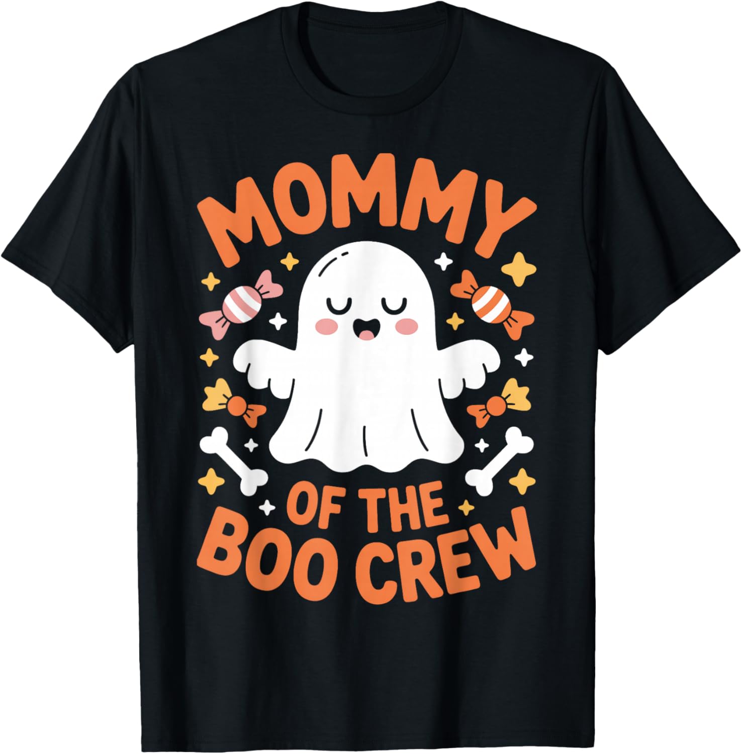 Mommy of The Boo Crew Halloween Ghost Mama Costume T-Shirt - T-Shirt | Black