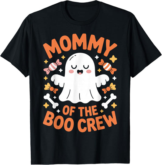 Mommy of The Boo Crew Halloween Ghost Mama Costume T-Shirt - T-Shirt | Black