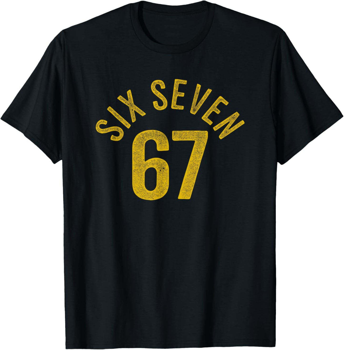 67 Meme , Women & Kids Six Seven Retro Vintage Style T-Shirt - T-Shirt | Black