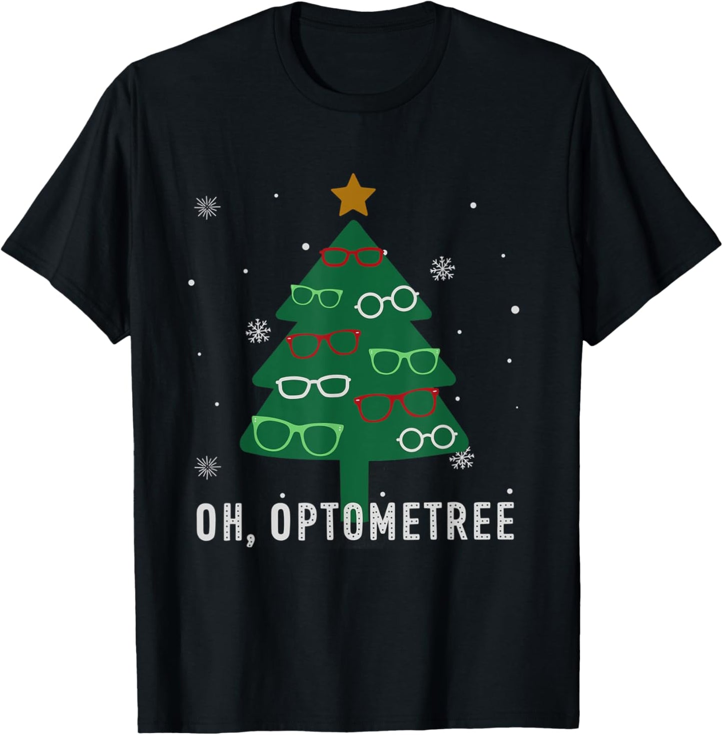 Oh Optometree Christmas Tree Optometry Student Eye Squad T-Shirt - T-Shirt | Black