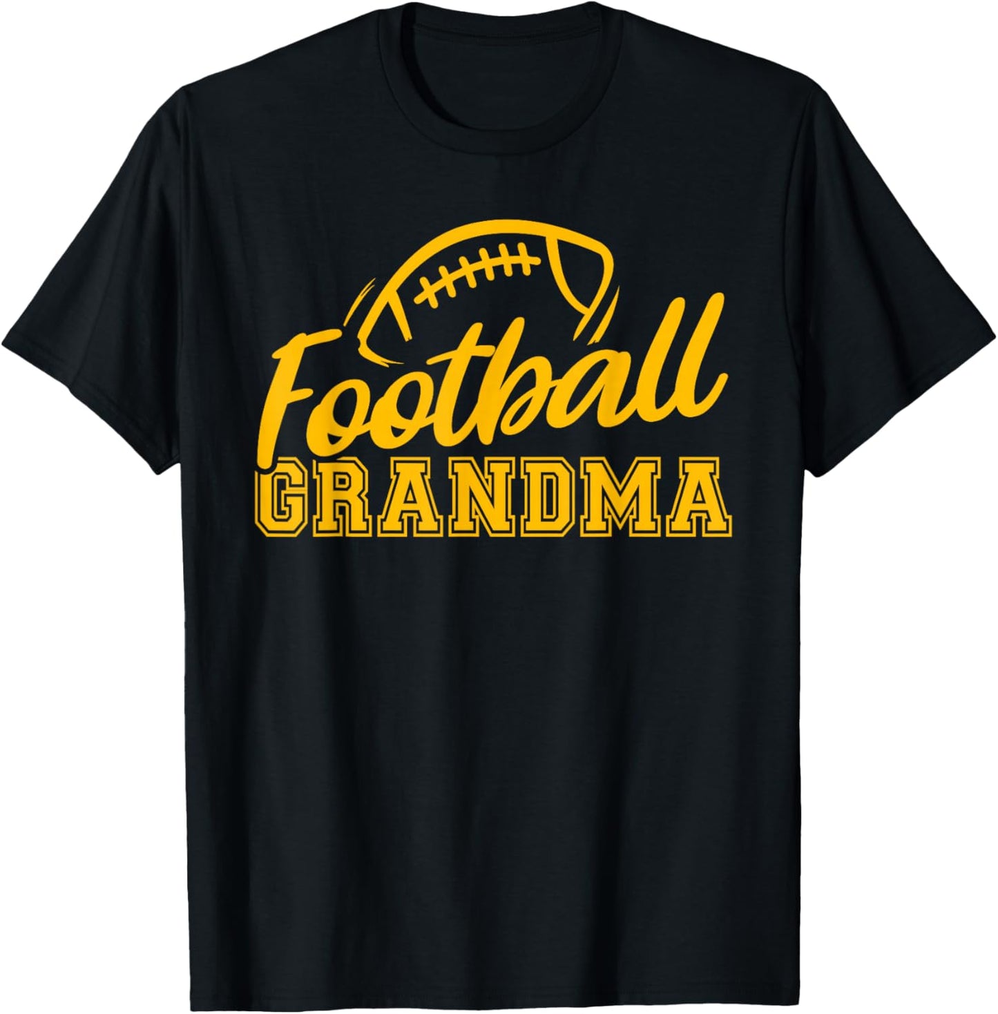 Game Day Yellow Black High School Football Grandma T-Shirt - T-Shirt | Black