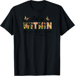 God is Within Her She will not Fail Psalm 46:5 Christian T-Shirt - T-Shirt | Black