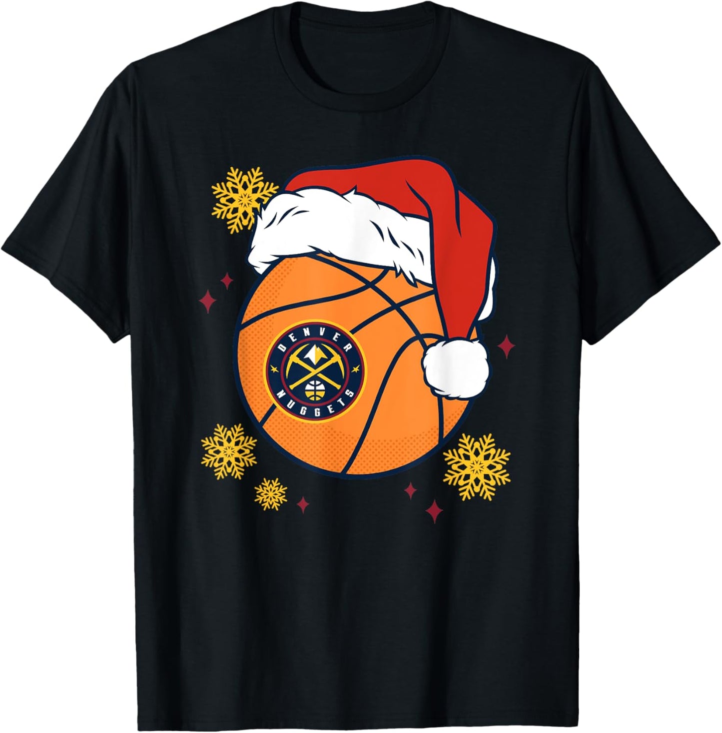 NBA Denver Nuggets Christmas Santa Hat Ball T-Shirt - T-Shirt | Black
