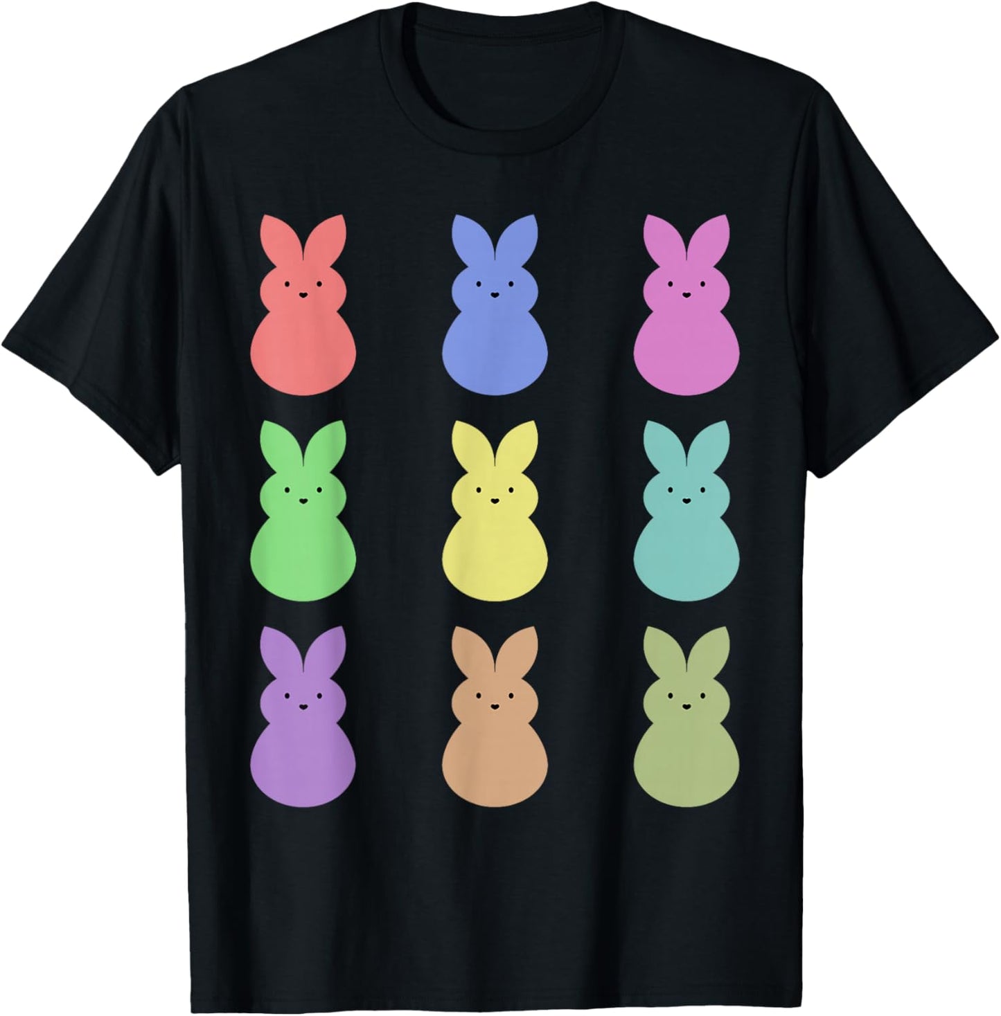 Cute Bunnies Happy Easter Egg Hunt Sweet Colorful Art T-Shirt - T-Shirt | Black