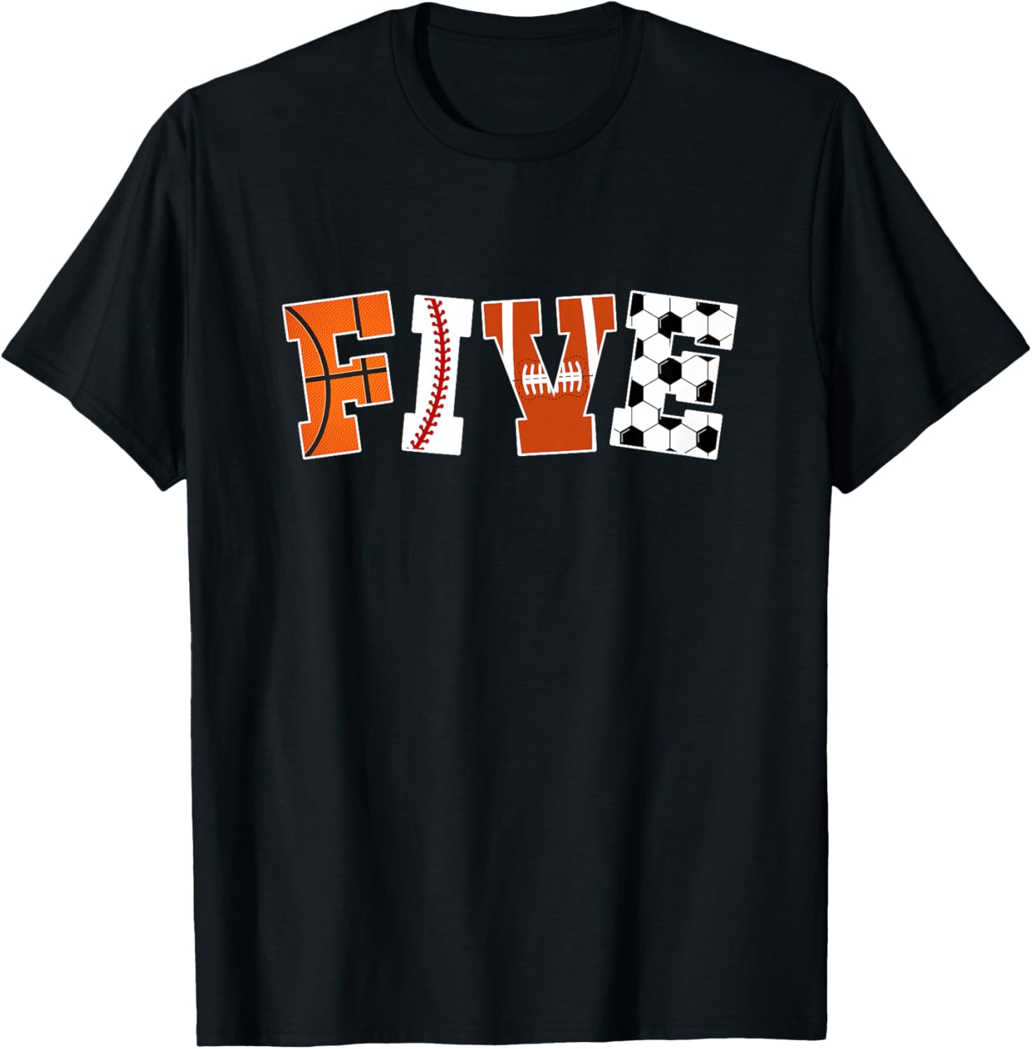 Kids 5th Birthday Sports Birthday Party 5 Year Old Boy T-Shirt - T-Shirt | Black