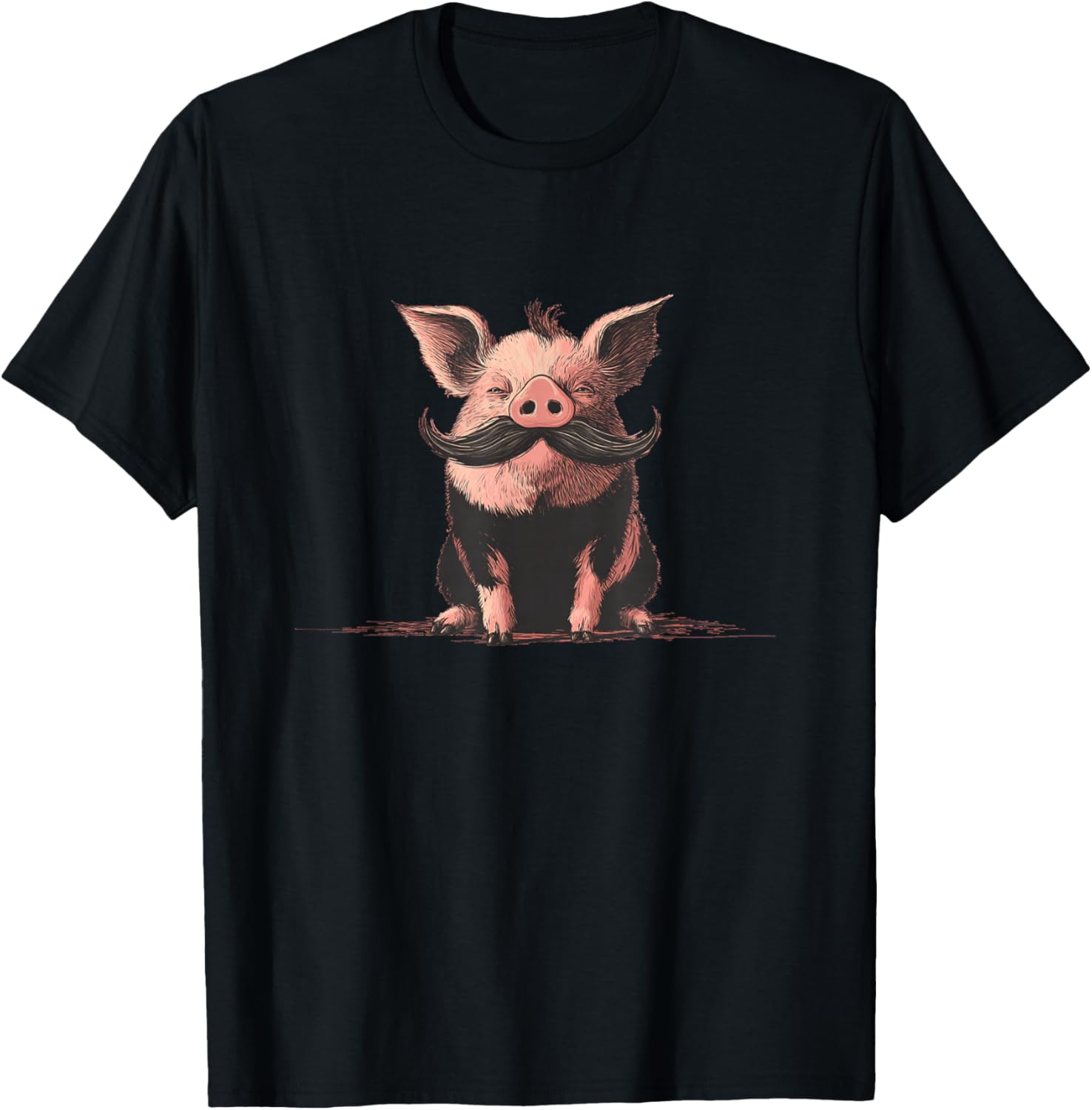 Costume de Cochon Souriant avec Moustache T-Shirt - T-Shirt | Black