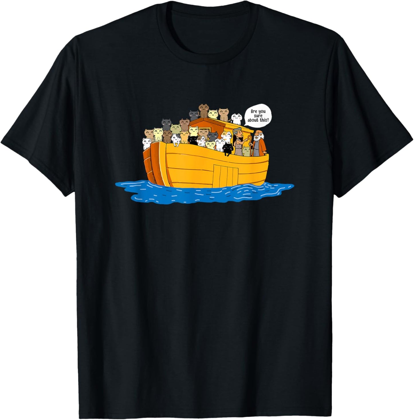 Noah's Ark Cat Lover Humor Fun Gift T-Shirt - T-Shirt | Black