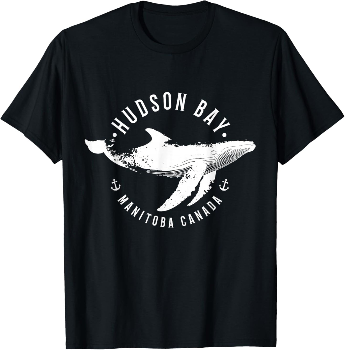 Hudson Bay Manitoba Canada Souvenir Whale Ocean Nautical T-Shirt - T-Shirt | Black