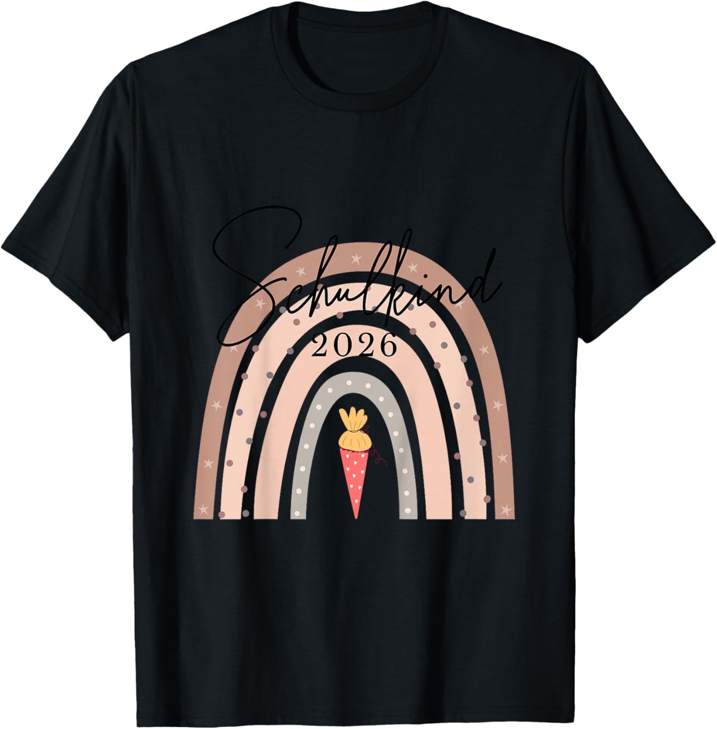 Schulkind 2026 Regenbogen Schultüte, Einschulung Mädchen T-Shirt - T-Shirt | Black