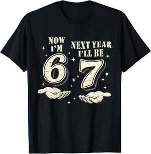 6 Year Old Birthday Boys Kids Now I'm 6 Next Year I'll be 7 T-Shirt - T-Shirt | Black