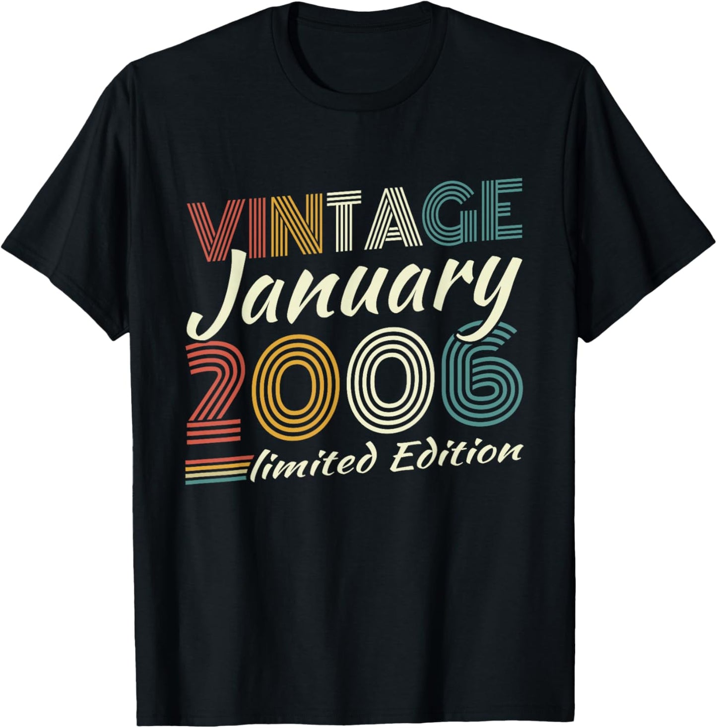 Vintage January 2006 Birthday Gift 20 Years Boys T-Shirt - T-Shirt | Black