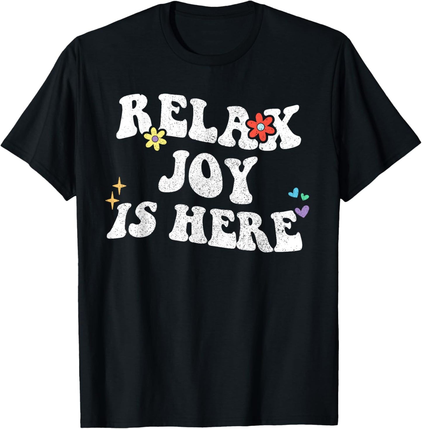 Retro Groovy Relax Joy Is Here Funny Mother's Day Name T-Shirt - T-Shirt | Black