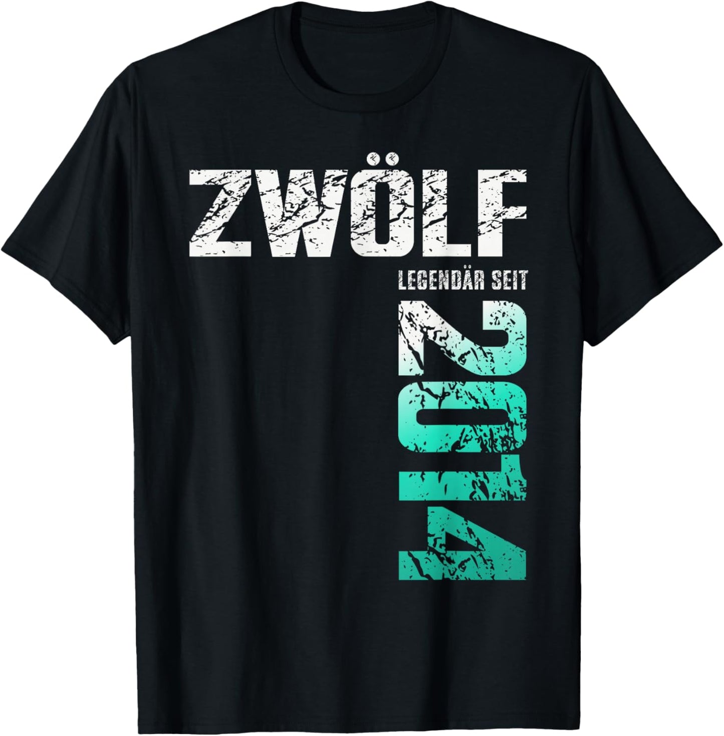 Twelve 12th Birthday Boy Legendary Since 2014 T-Shirt - T-Shirt | Black